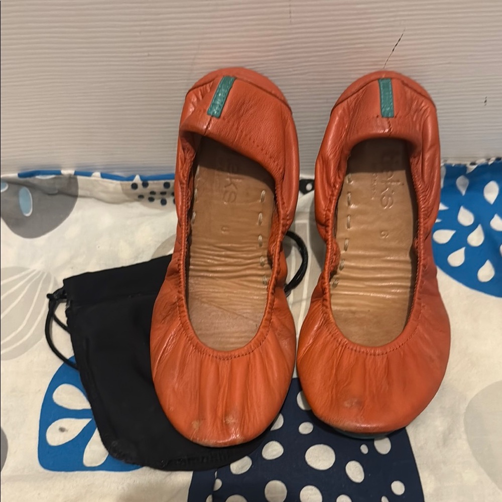 Tieks Orange Slippers Soft Leather Foldable